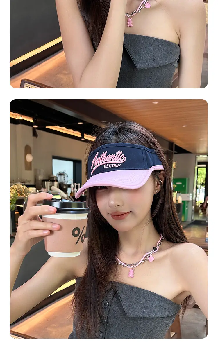 Women Letter Sun Hat White Lavender with Embroidered Design — feature 14