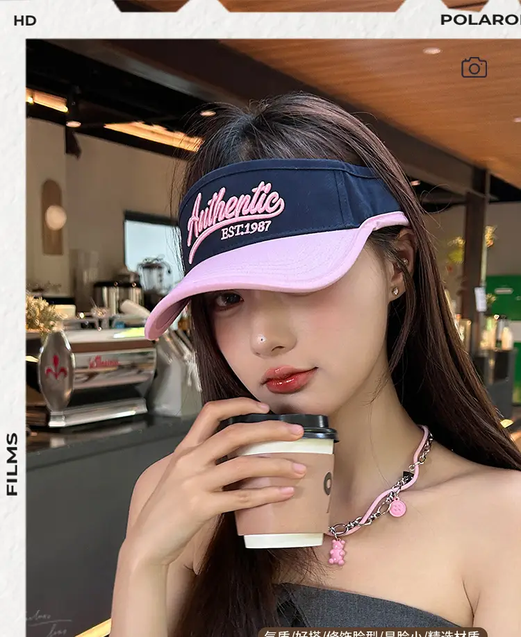 Women Letter Sun Hat White Lavender with Embroidered Design — feature 4