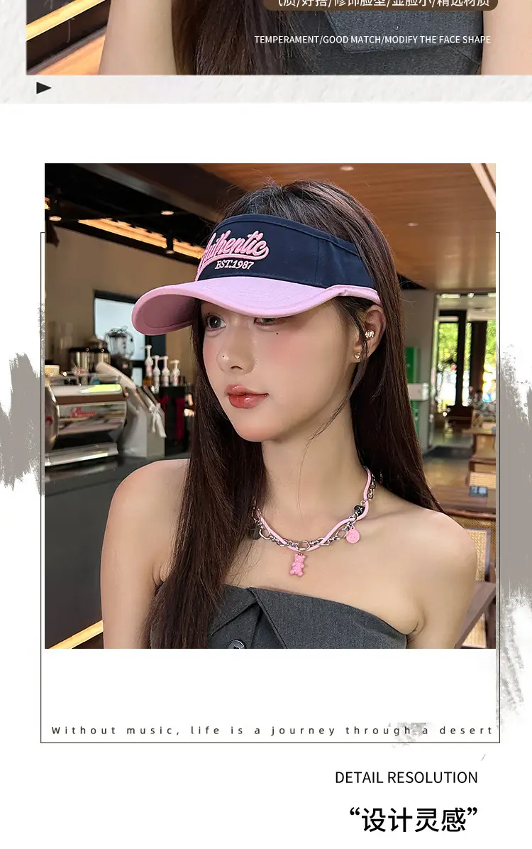 Women Letter Sun Hat White Lavender with Embroidered Design — feature 5