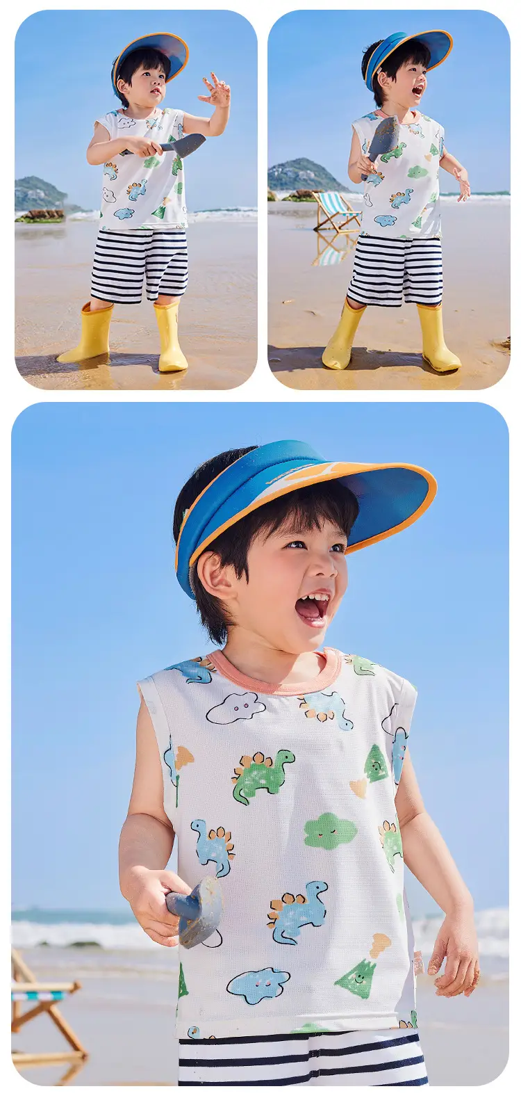 Kaka Panda Kids T-Shirt Yellow Rainbow Snail Short Sleeve — feature 8