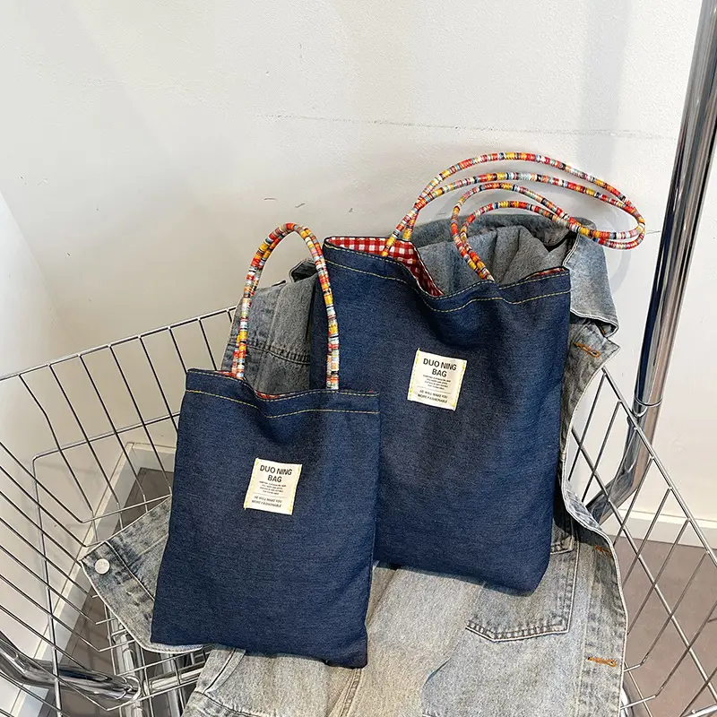 Women Plaid Handheld Tote Bag 2025 Red Blue - Image 6