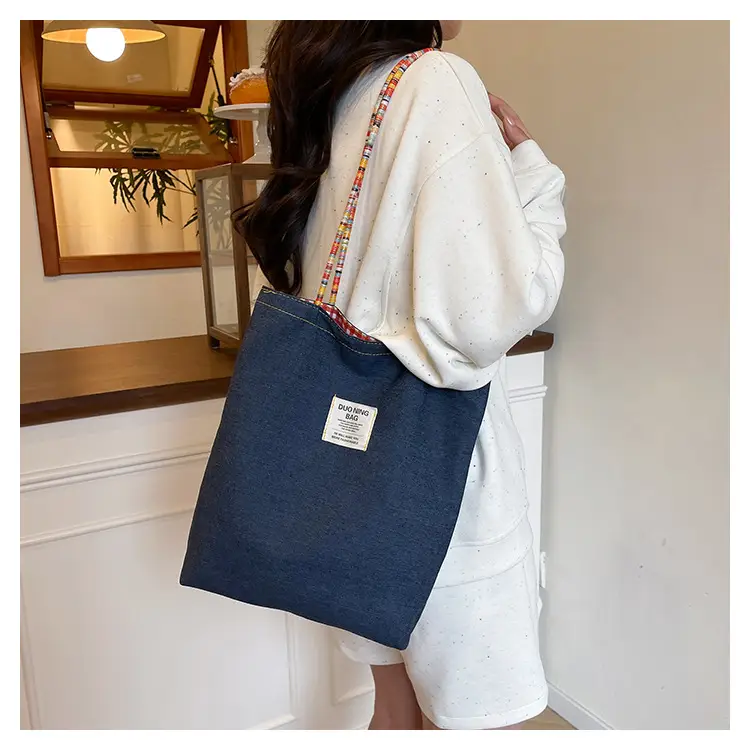 Women Plaid Handheld Tote Bag 2025 Red Blue — feature 21