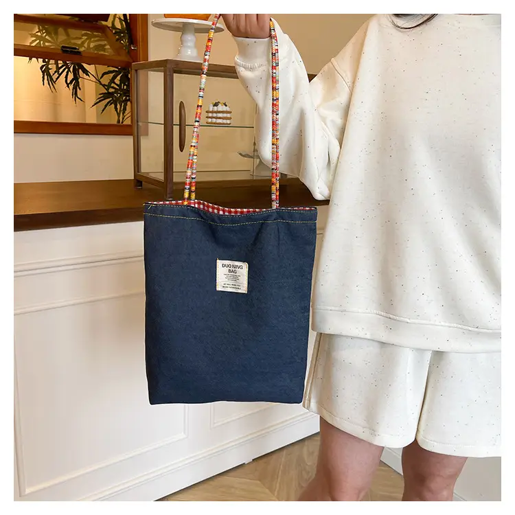 Women Plaid Handheld Tote Bag 2025 Red Blue — feature 23