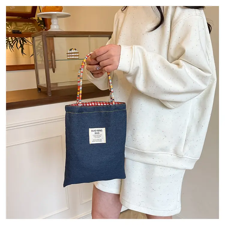 Women Plaid Handheld Tote Bag 2025 Red Blue — feature 26