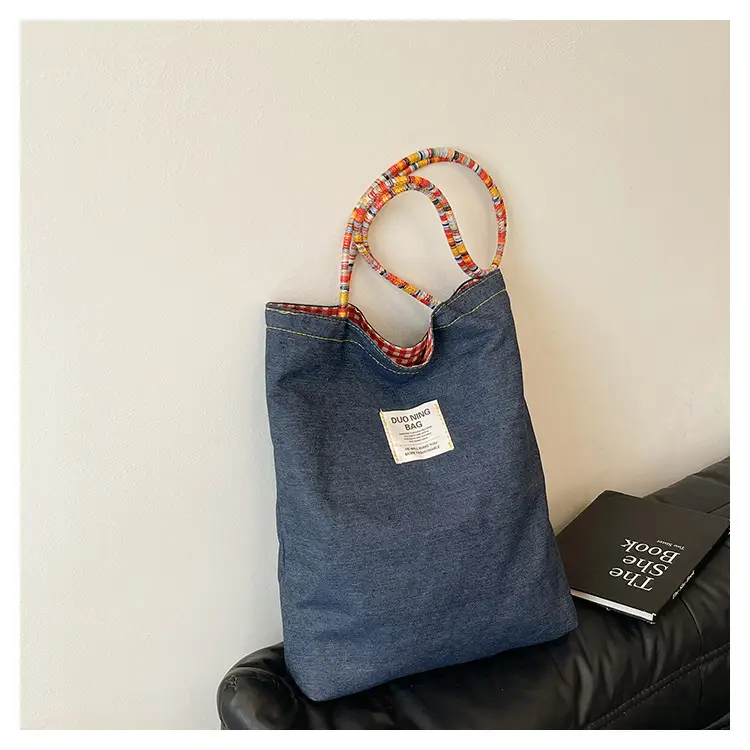 Women Plaid Handheld Tote Bag 2025 Red Blue — feature 38