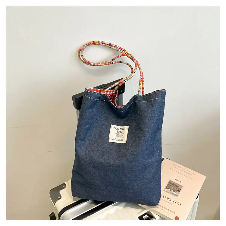 Women Plaid Handheld Tote Bag 2025 Red Blue — feature 44