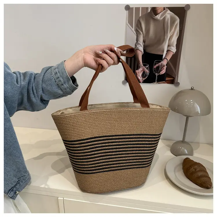 Straw Woven Handbag for Women with Leather Handles — feature 15