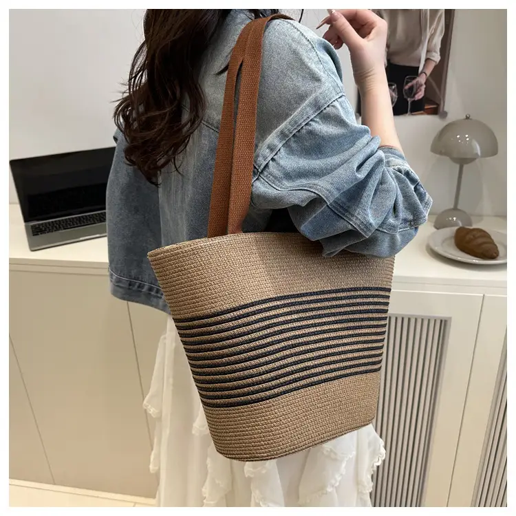 Straw Woven Handbag for Women with Leather Handles — feature 16