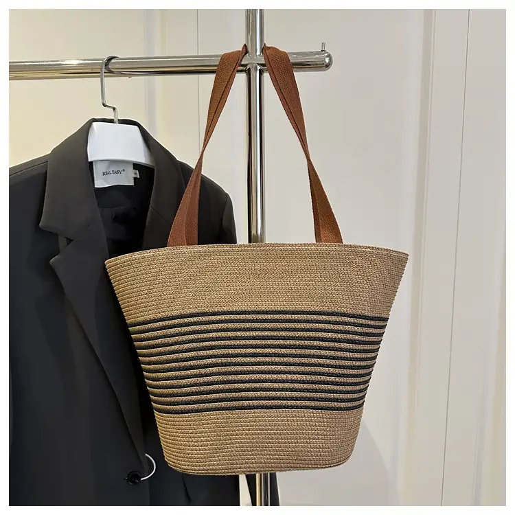 Straw Woven Handbag for Women with Leather Handles — feature 21