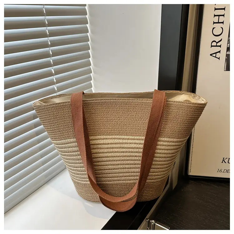 Straw Woven Handbag for Women with Leather Handles — feature 22