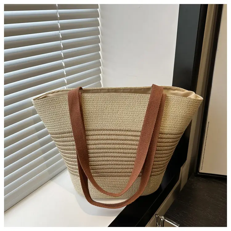 Straw Woven Handbag for Women with Leather Handles — feature 23