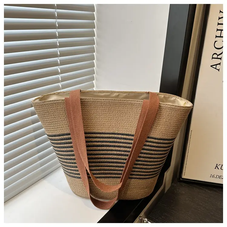 Straw Woven Handbag for Women with Leather Handles — feature 24