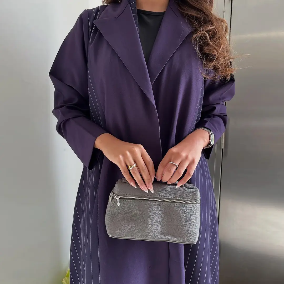 Ln178Modest Fashionable Cardigan New Elegant Long Dress Purple Long-Sleeved Elegant Robe