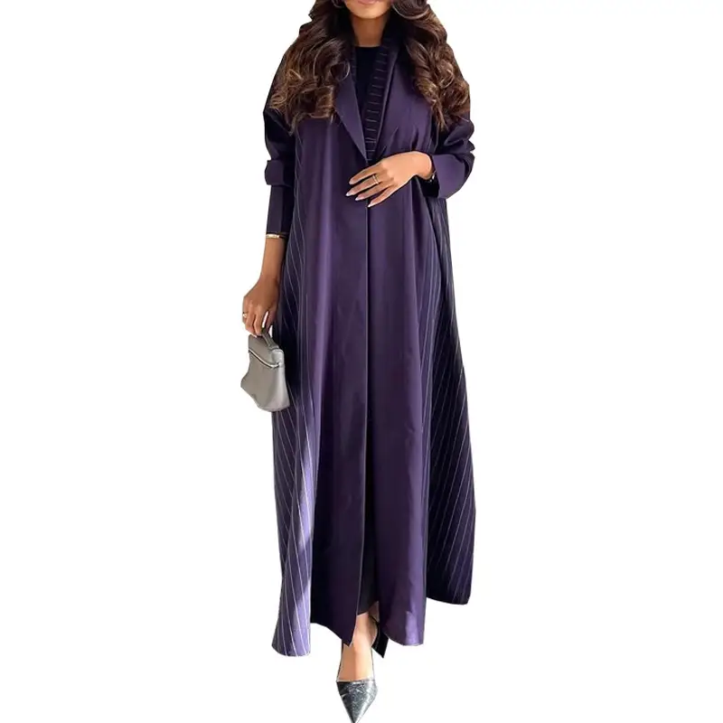 Ln178Modest Fashionable Cardigan New Elegant Long Dress Purple Long-Sleeved Elegant Robe