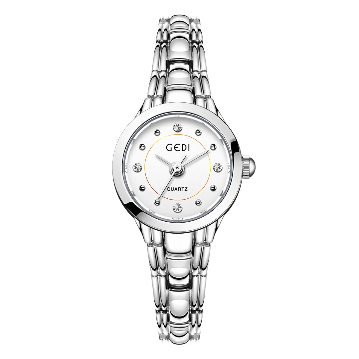 Gold Alloy Bracelet Watch with High-End Diamonds for Women