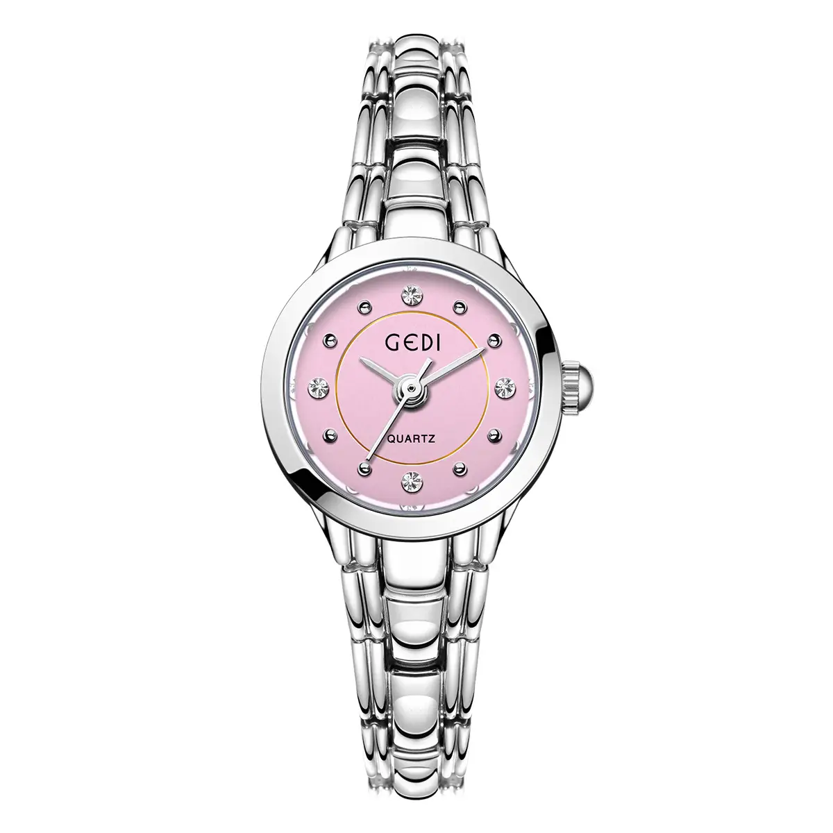 Gold Alloy Bracelet Watch with High-End Diamonds for Women