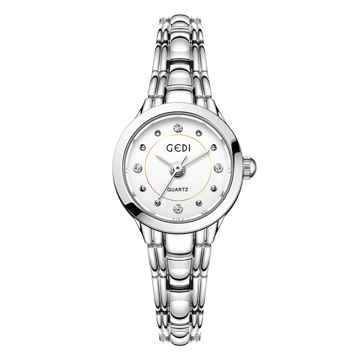 Gold Alloy Bracelet Watch with High-End Diamonds for Women