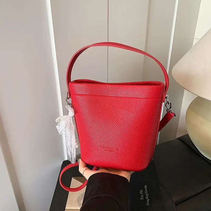 Light Blue Nylon Bucket Bag for Women 2025 Summer - Image 8