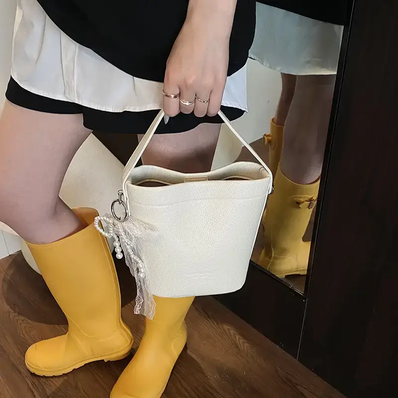 Light Blue Nylon Bucket Bag for Women 2025 Summer - Image 10
