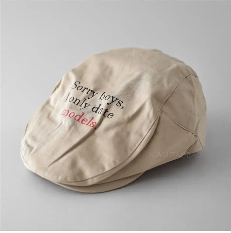 Spring Thin Retro Letter Print Cap Unisex — feature 3