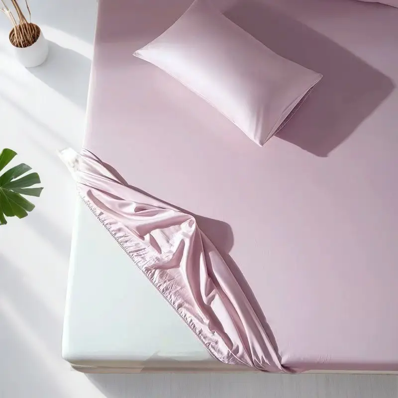 Summer ice silk bed hat one-piece mattress protector new solid color bed cover dust cover summer bed sheet three-piece set