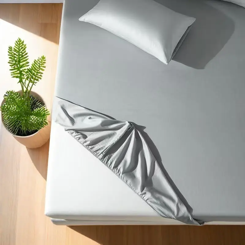 Summer ice silk bed hat one-piece mattress protector new solid color bed cover dust cover summer bed sheet three-piece set