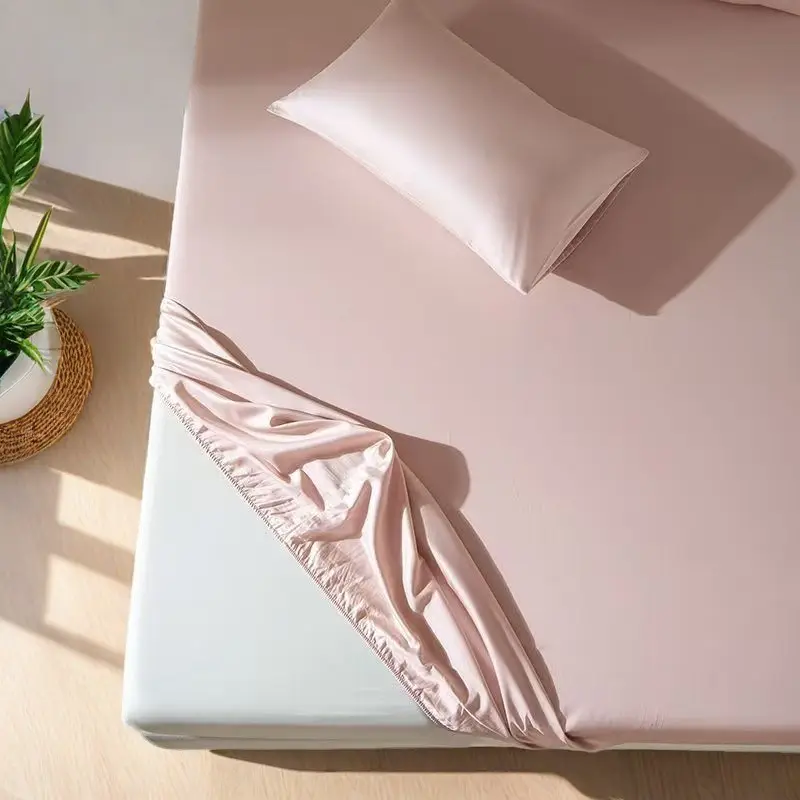 Summer ice silk bed hat one-piece mattress protector new solid color bed cover dust cover summer bed sheet three-piece set