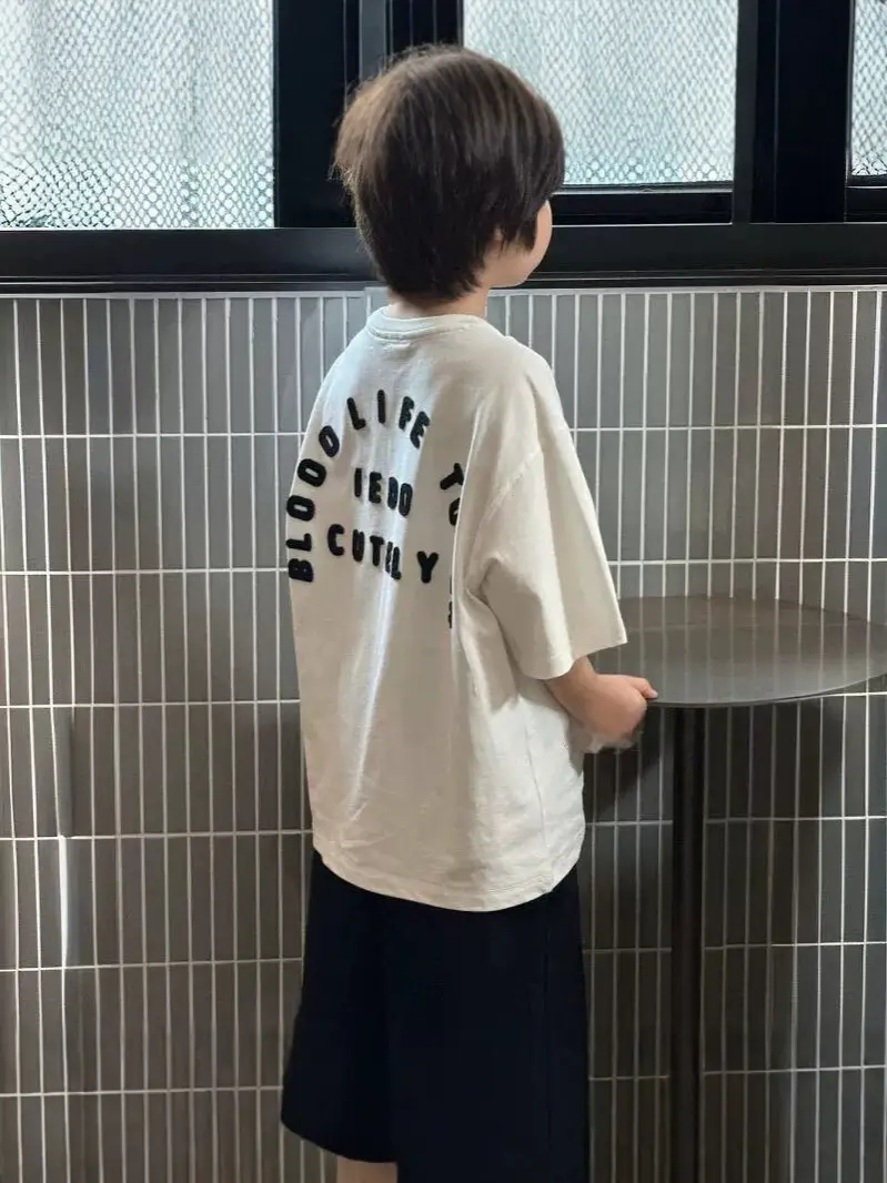 Children Letter Print Cotton Short Sleeve T-Shirt 2026 Spring - Image 3