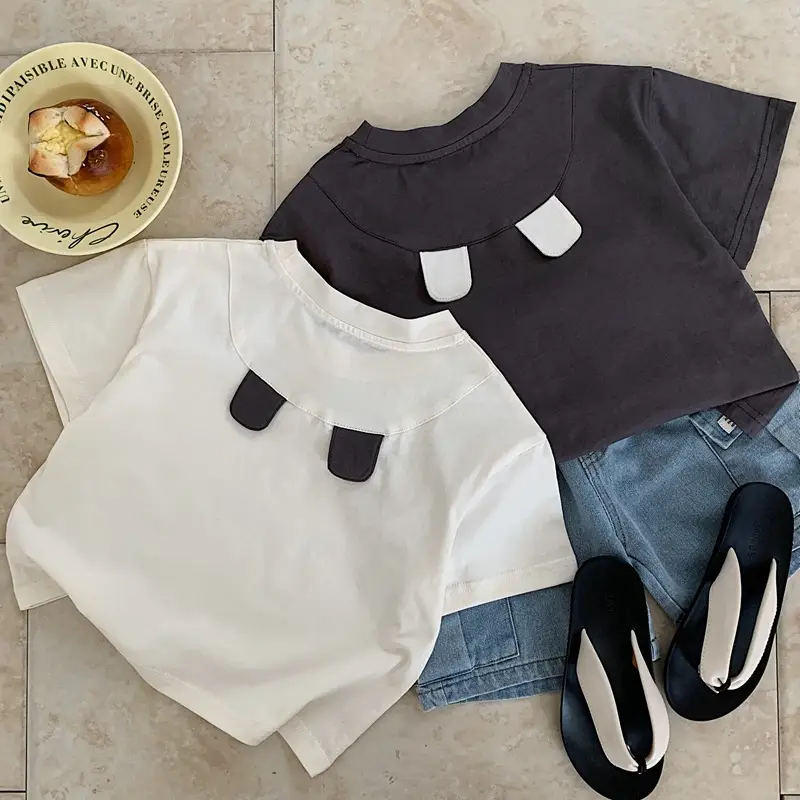 Bora Kids T-Shirt White Brown 2025 Summer Korean Style - Image 4