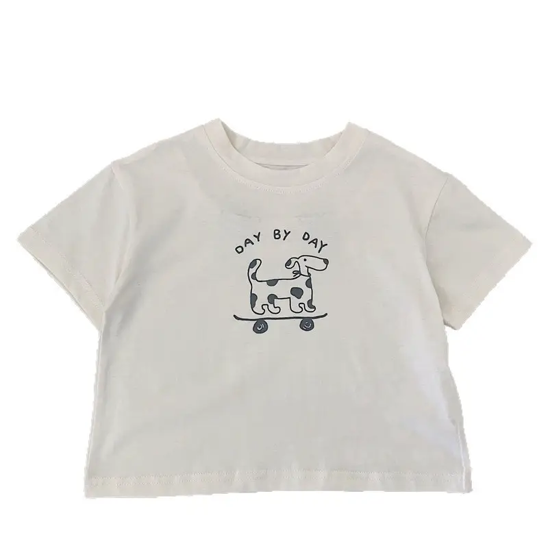 Bora Kids T-Shirt White Brown 2025 Summer Korean Style - Image 5