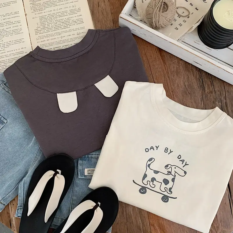 Bora Kids T-Shirt White Brown 2025 Summer Korean Style — feature 13