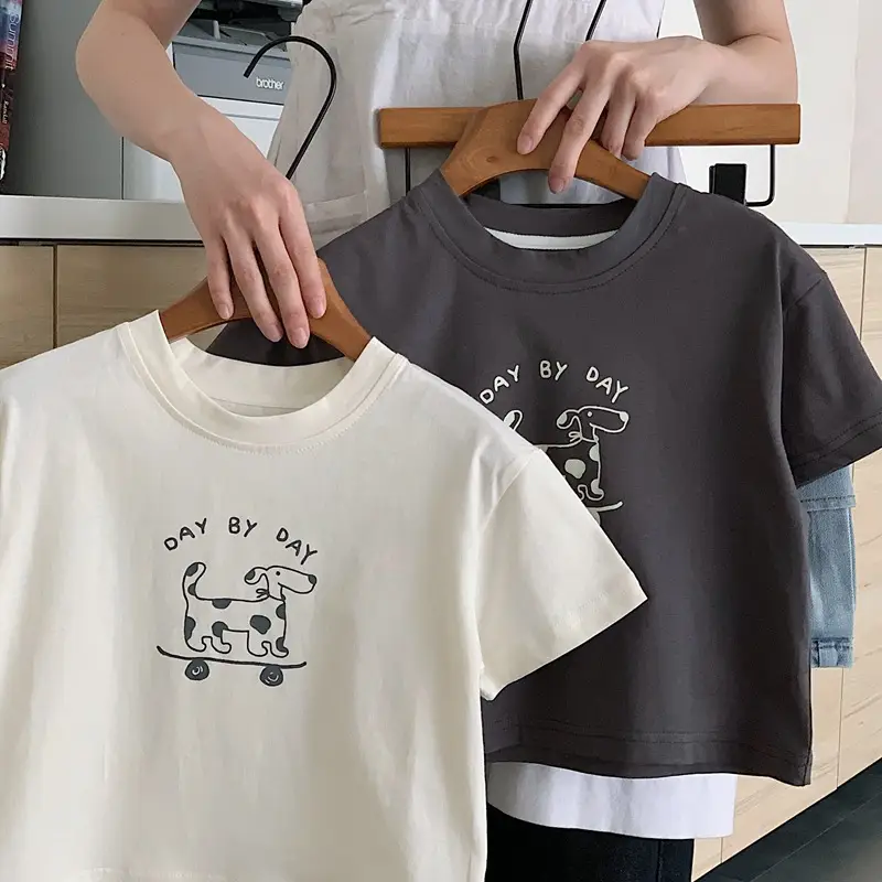 Bora Kids T-Shirt White Brown 2025 Summer Korean Style — feature 14