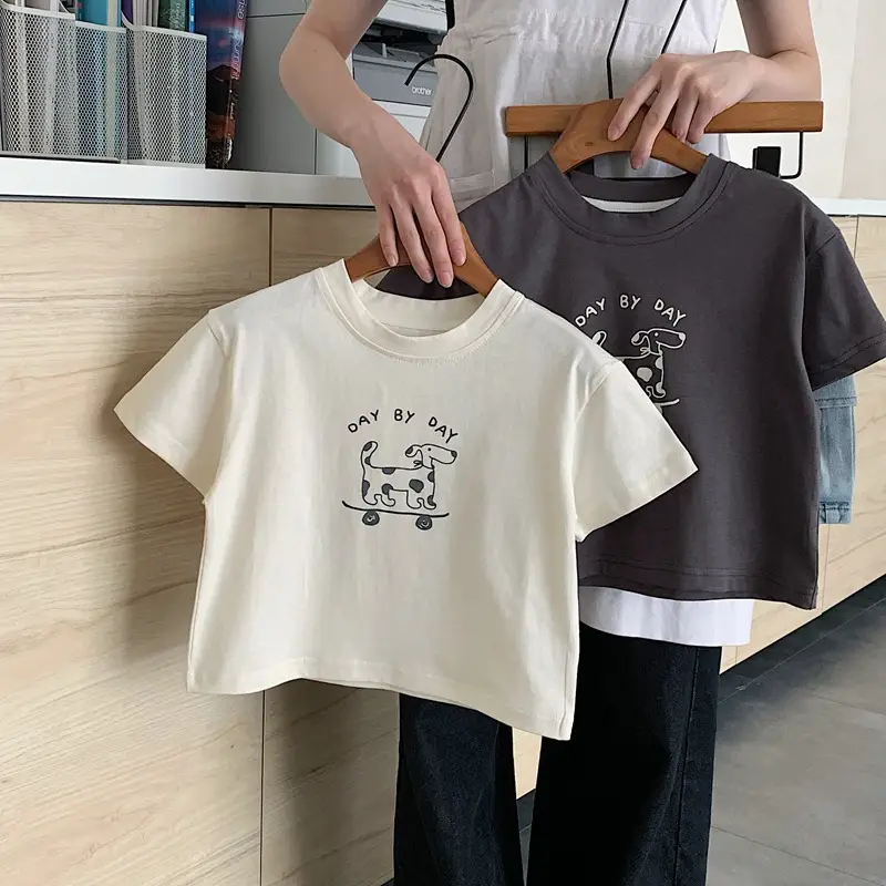 Bora Kids T-Shirt White Brown 2025 Summer Korean Style — feature 4