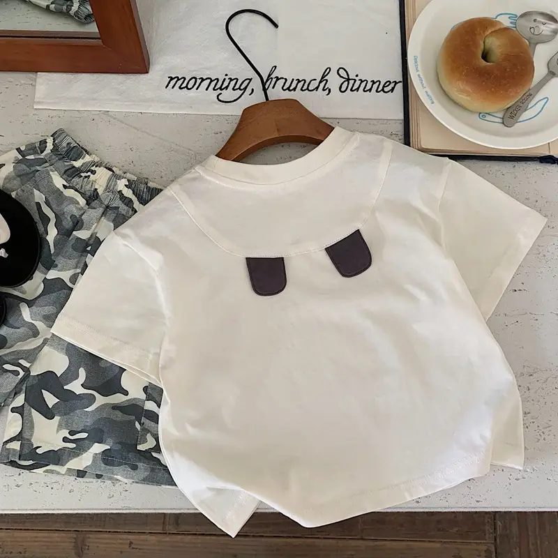 Bora Kids T-Shirt White Brown 2025 Summer Korean Style — feature 9