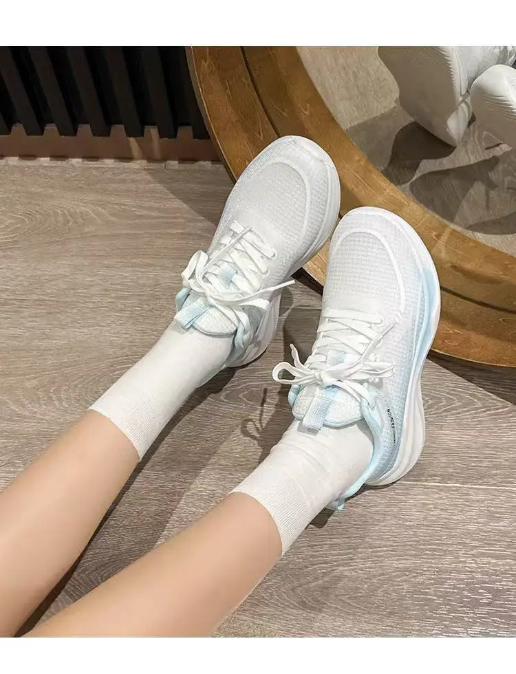 Cross-Border Fly-Knit Women's Shoes, Flat, Lightweight, Breathable Running Shoes, Women's Ins Trendy Student Casual Sports Shoes — feature 20