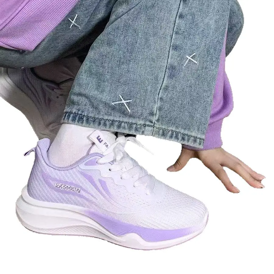 Cross-Border Fly-Knit Women's Shoes, Korean Style Breathable Casual Shoes, Women's Low-Top Lace-Up Student Sports Running Shoes - Image 7