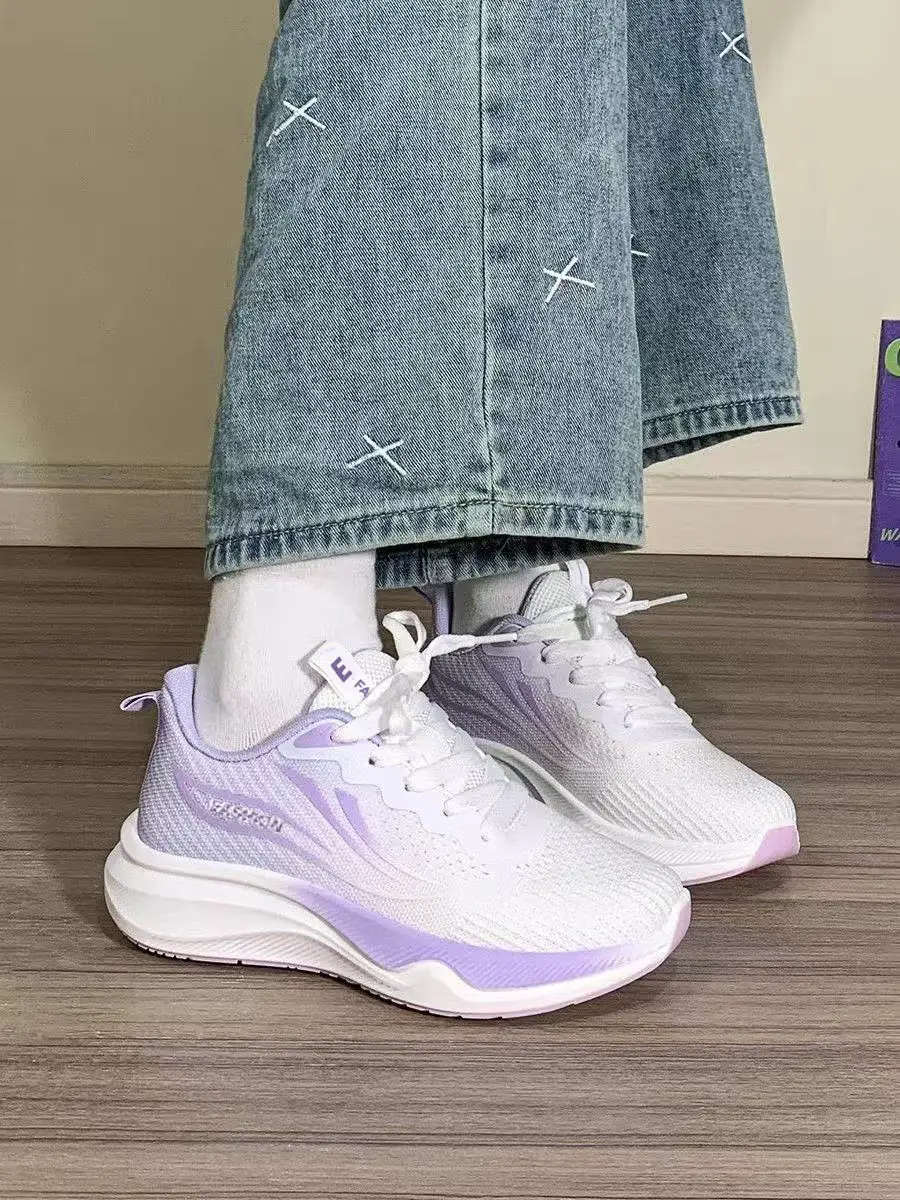 Cross-Border Fly-Knit Women's Shoes, Korean Style Breathable Casual Shoes, Women's Low-Top Lace-Up Student Sports Running Shoes — feature 2