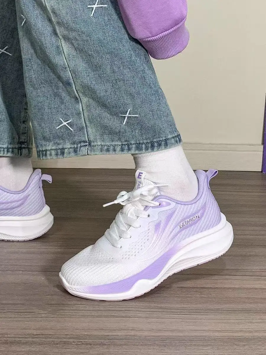 Cross-Border Fly-Knit Women's Shoes, Korean Style Breathable Casual Shoes, Women's Low-Top Lace-Up Student Sports Running Shoes — feature 3