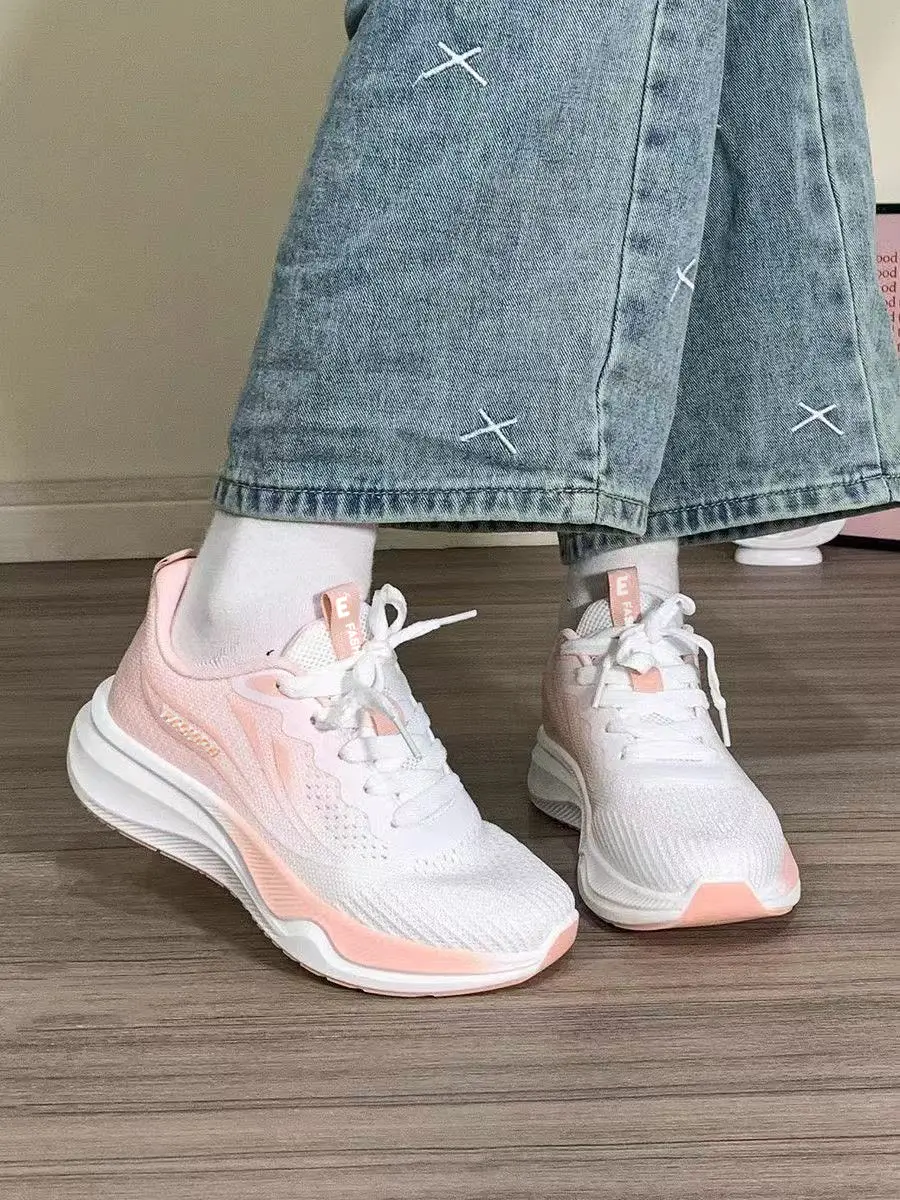 Cross-Border Fly-Knit Women's Shoes, Korean Style Breathable Casual Shoes, Women's Low-Top Lace-Up Student Sports Running Shoes — feature 8