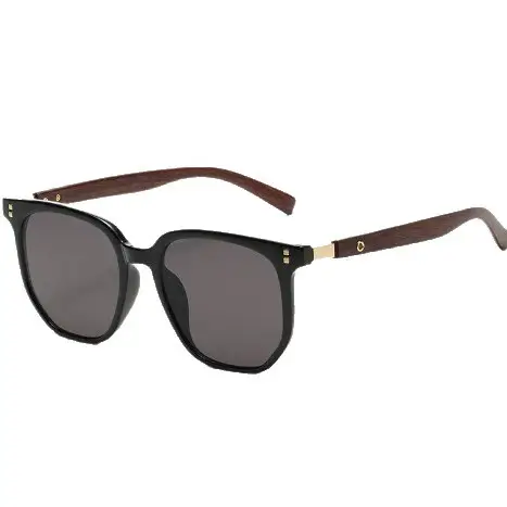Korean Style Brown Sunglasses with Wood Grain Legs - Image 9