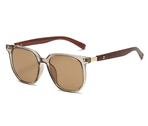 Korean Style Brown Sunglasses with Wood Grain Legs