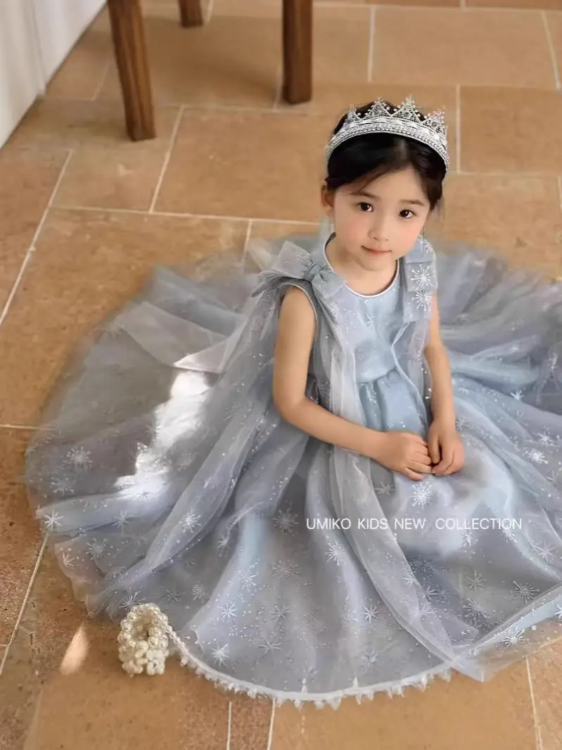 Original Aisha Aisha Ice Princess Girl Princess Dress Super Fairy Little Girl's Birthday Tutu Dress Children's Cape Summer