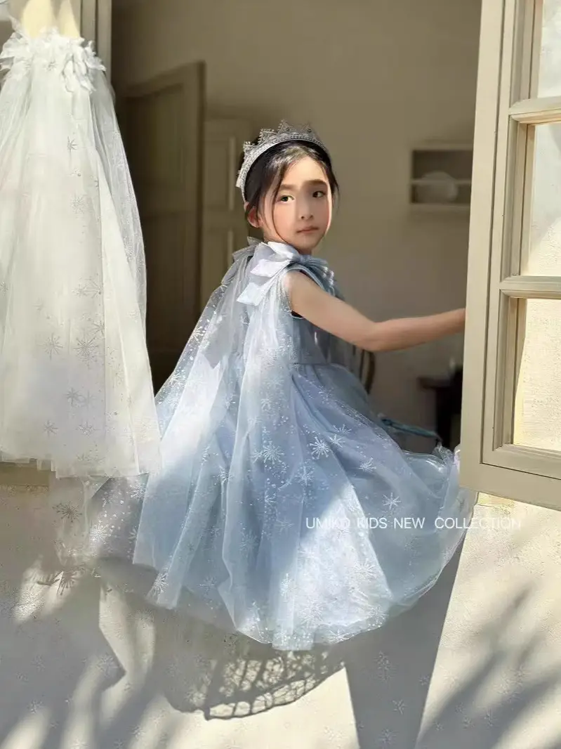 Original Aisha Aisha Ice Princess Girl Princess Dress Super Fairy Little Girl's Birthday Tutu Dress Children's Cape Summer
