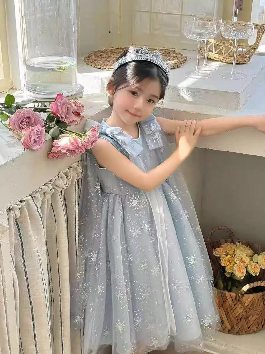 Original Aisha Aisha Ice Princess Girl Princess Dress Super Fairy Little Girl's Birthday Tutu Dress Children's Cape Summer — feature 13