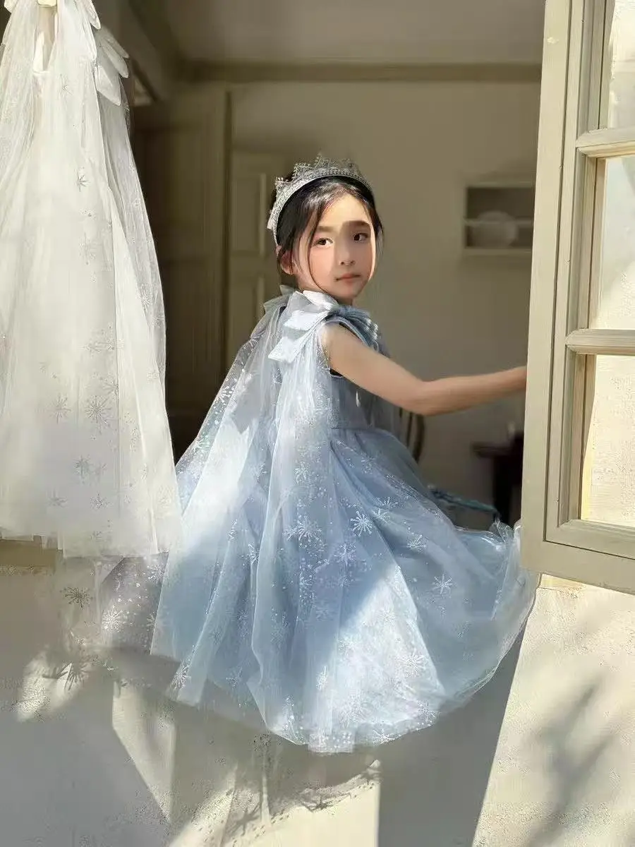 Original Aisha Aisha Ice Princess Girl Princess Dress Super Fairy Little Girl's Birthday Tutu Dress Children's Cape Summer — feature 20
