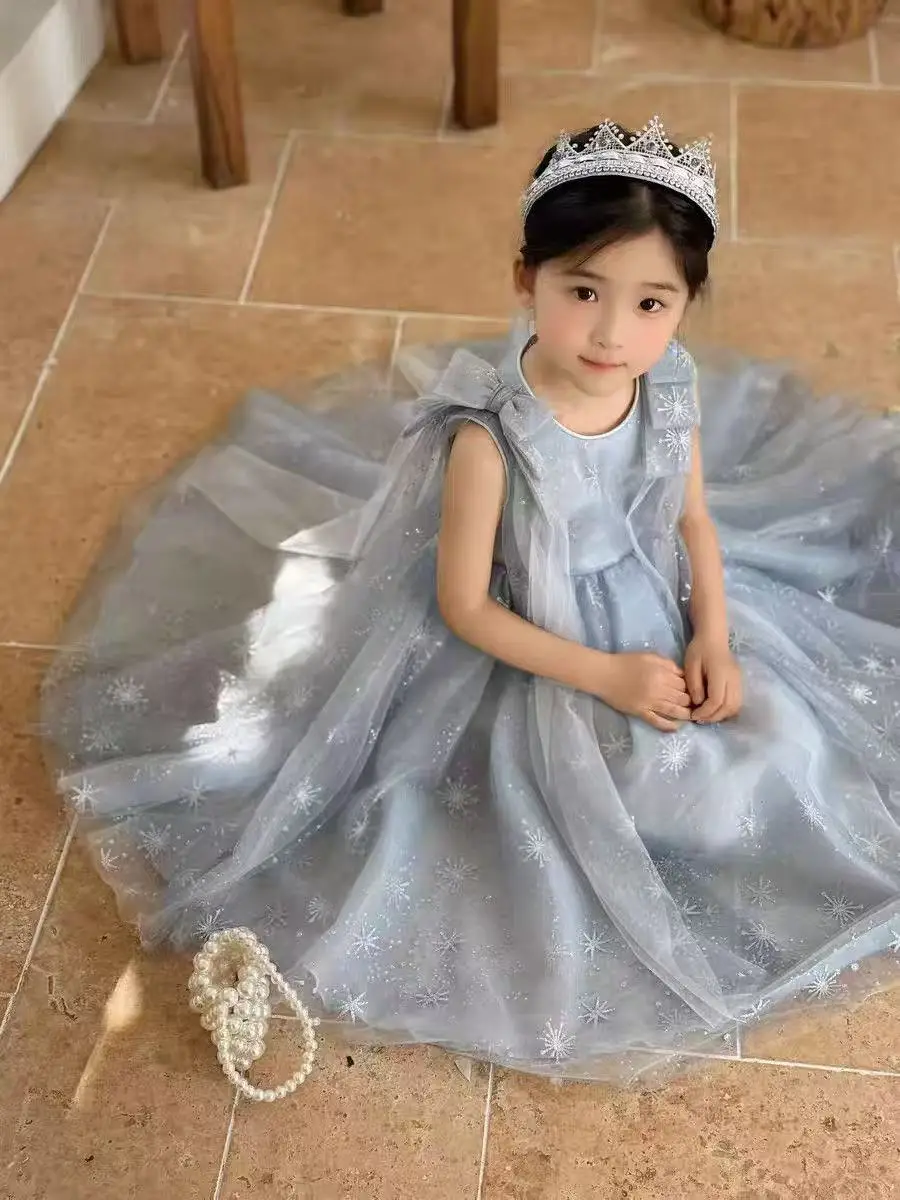 Original Aisha Aisha Ice Princess Girl Princess Dress Super Fairy Little Girl's Birthday Tutu Dress Children's Cape Summer — feature 6