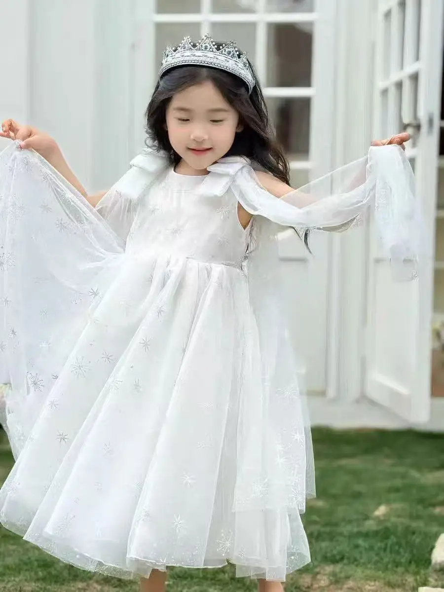 Original Aisha Aisha Ice Princess Girl Princess Dress Super Fairy Little Girl's Birthday Tutu Dress Children's Cape Summer — feature 7