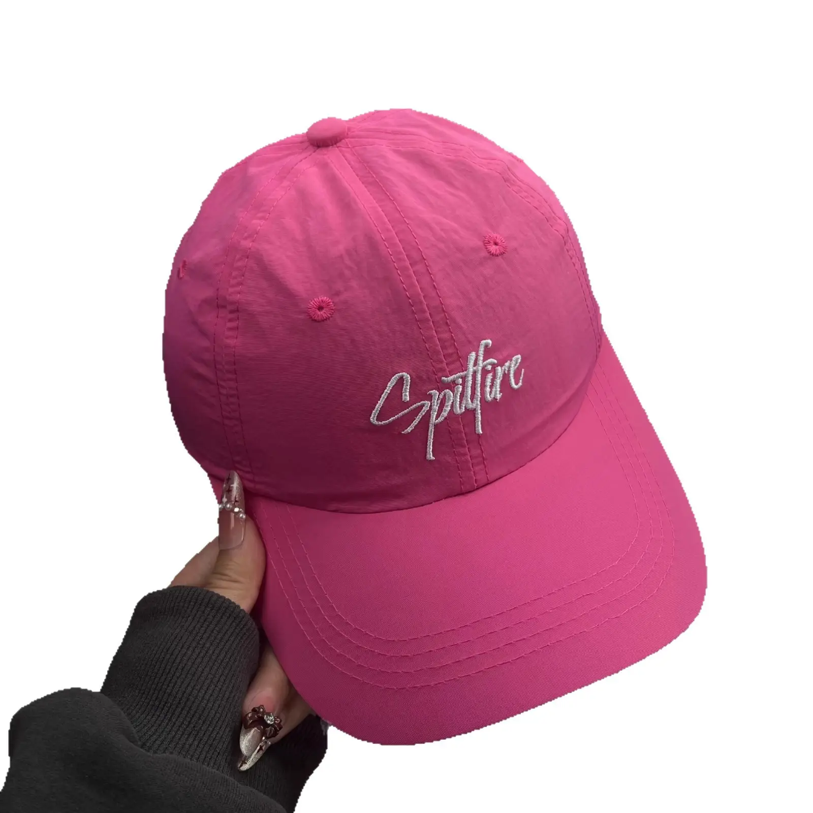 Women's Pink Embroidered Baseball Cap Spring Summer - Image 10