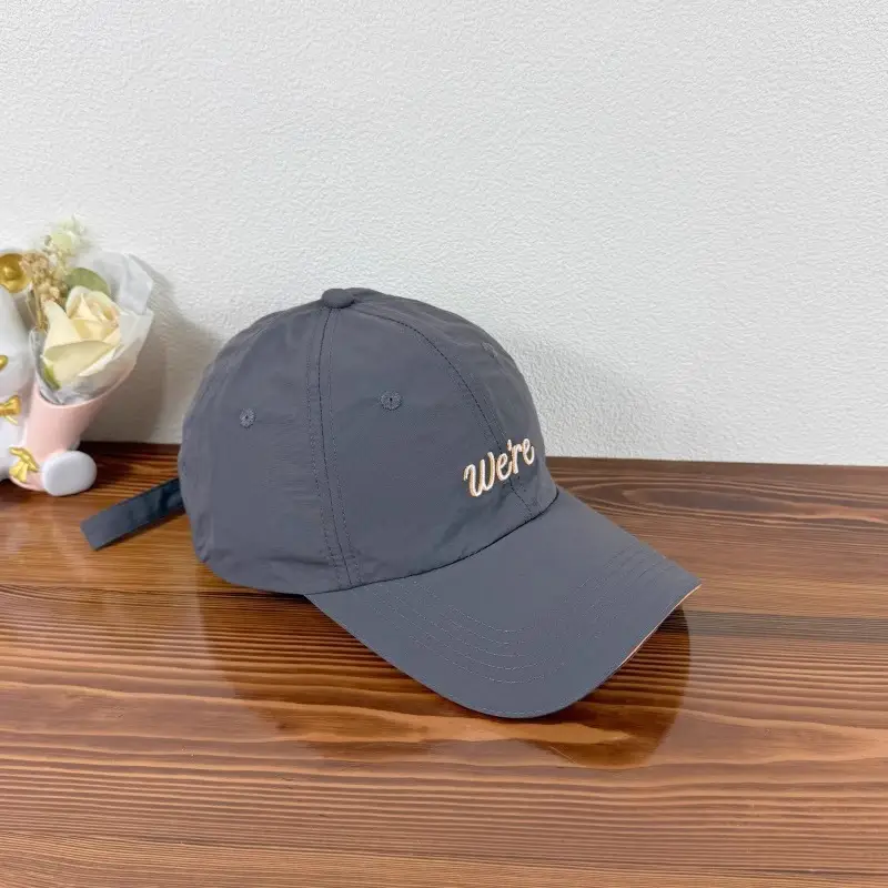 Women Baseball Cap Grey Red Letter Embroidered
