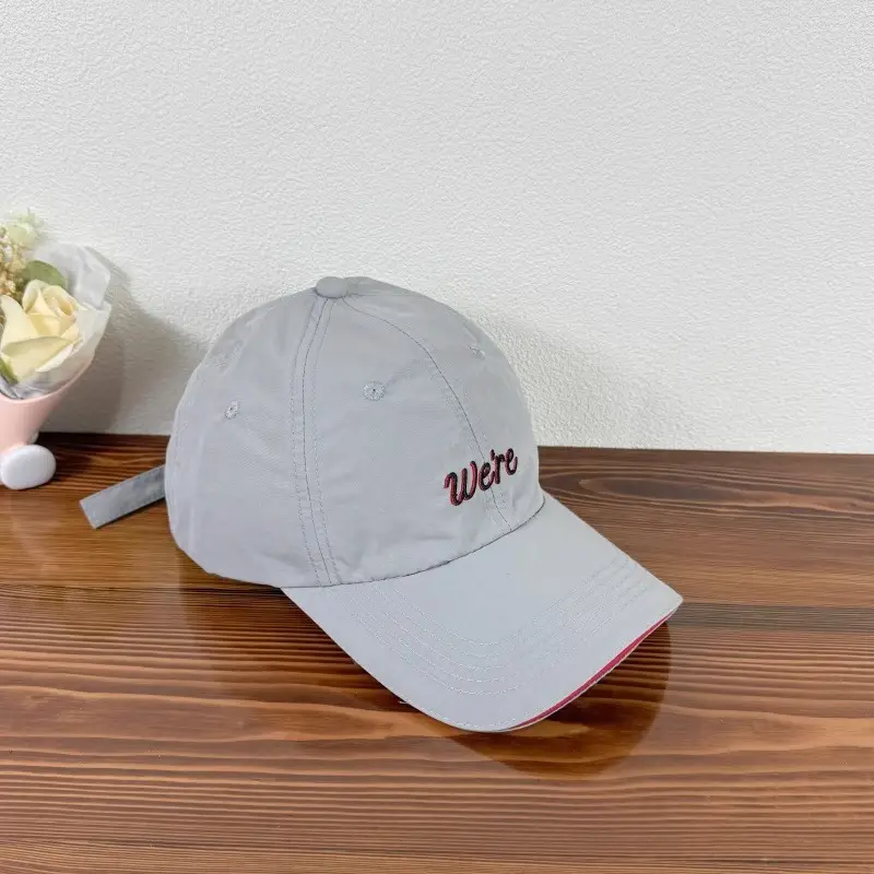 Women Baseball Cap Grey Red Letter Embroidered — feature 13